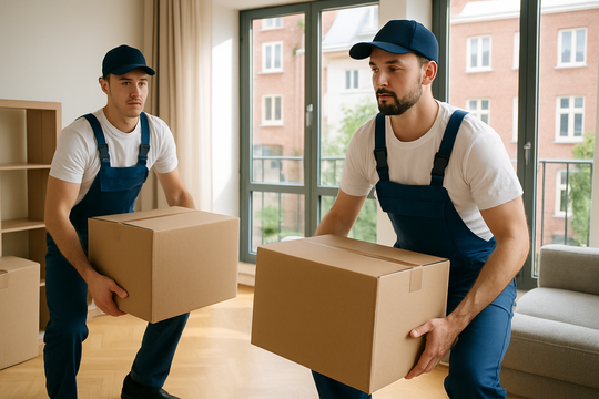 Professionelle Umzugshelfer tragen Möbel in Bremen
